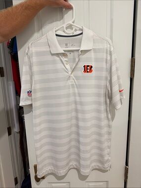 Nike Cincinnati bengals White and Gray Striped Bengals Polo
